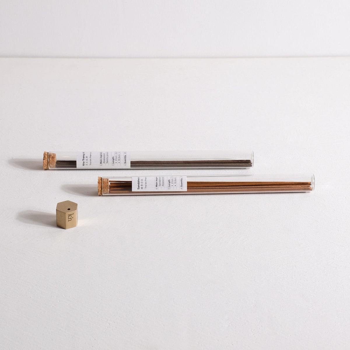 Top View of Kin Objects Classic Incense Set with Incense Burner and Sandalwood and Aloeswood Incense Sticks