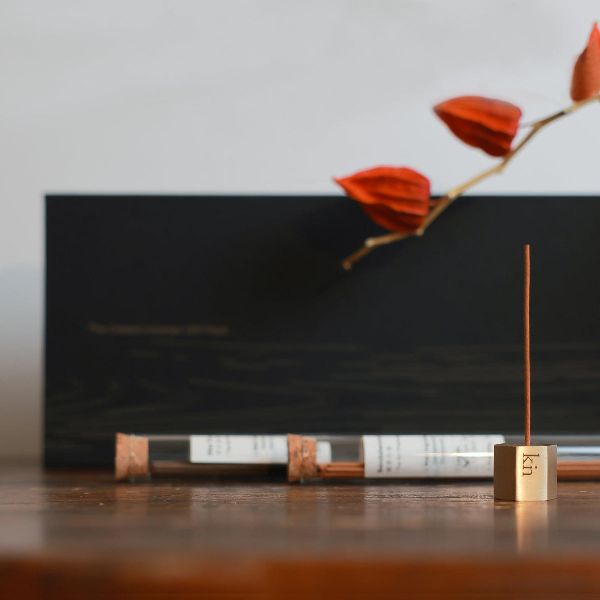 Bronze Incense holder and Handmade Sandawood Agarwood Incense Sticks Flat on a Table