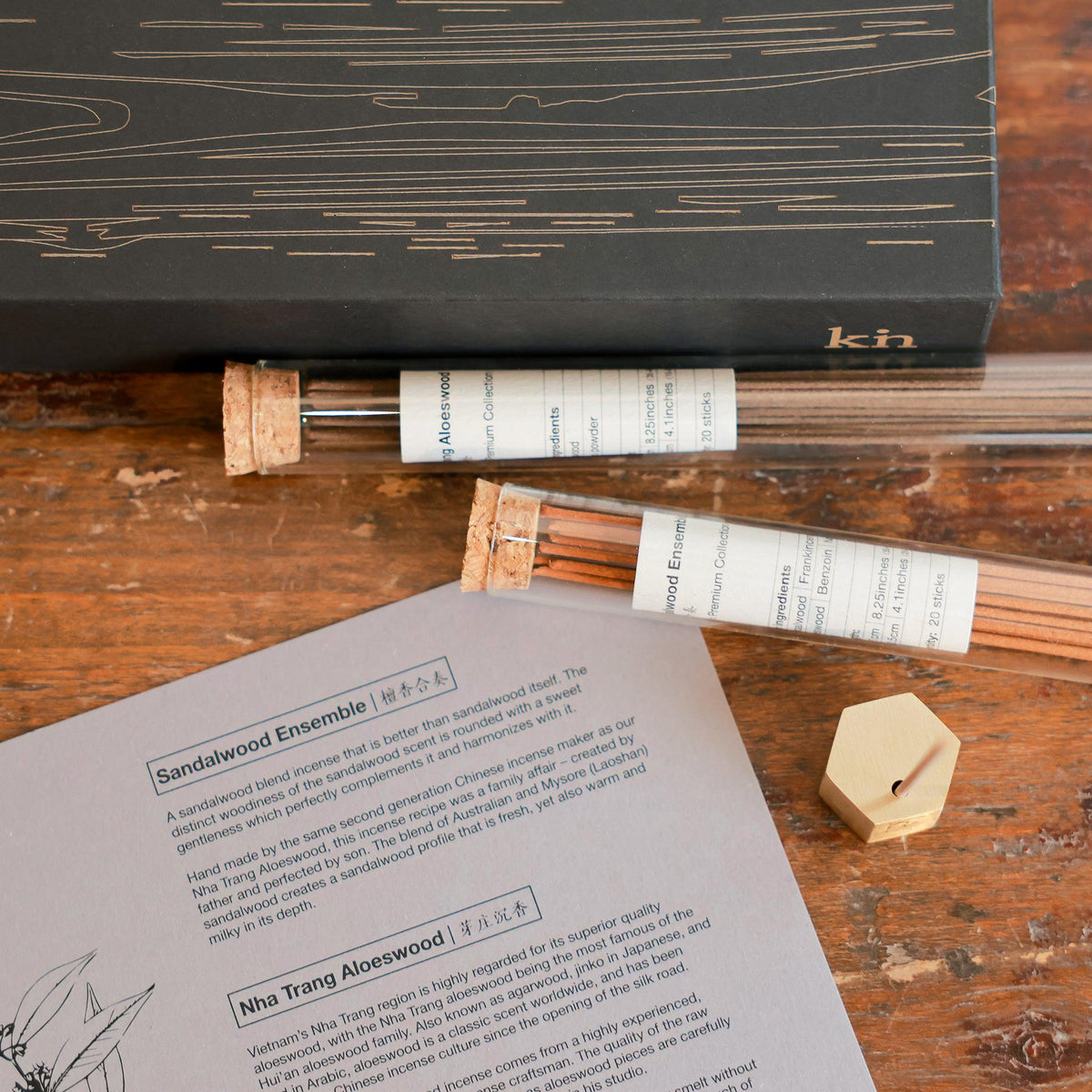 Classic Incense Set by Kin Objects with Handmade Sandalwood and Agarwood Incense Sticks