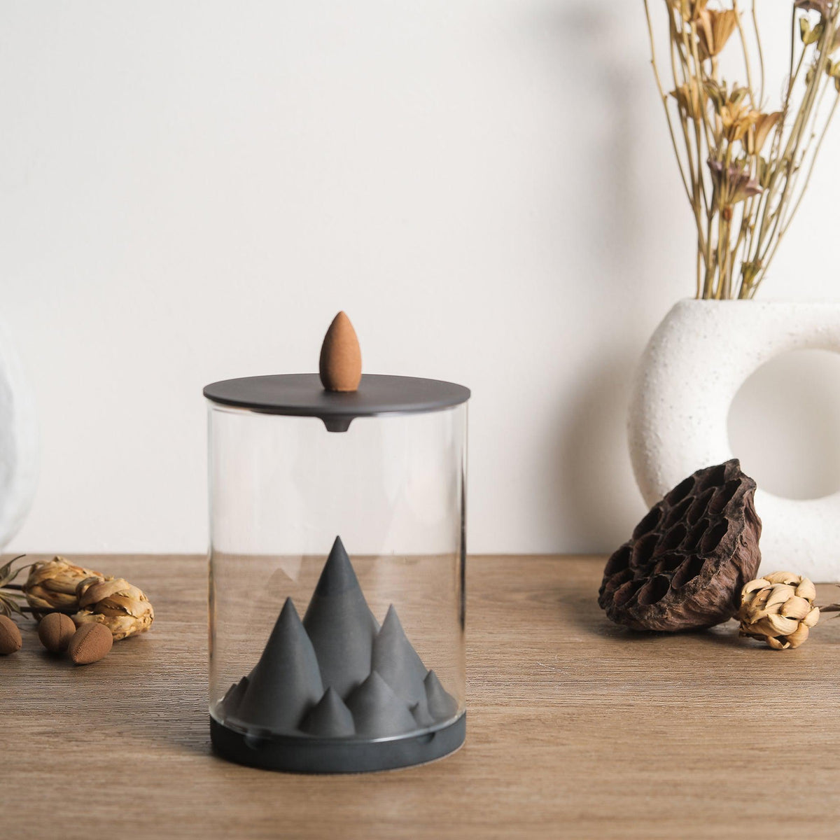 Front View of Karst Terrarium incense fountain by Kin Objects