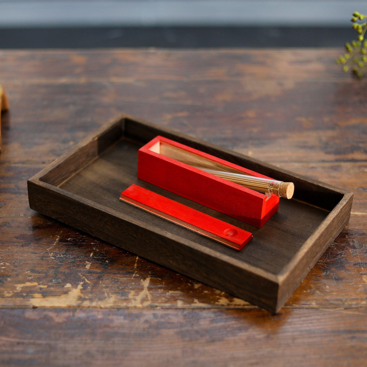 Short wooden box and tube for Kin Objects handmade incense sticks