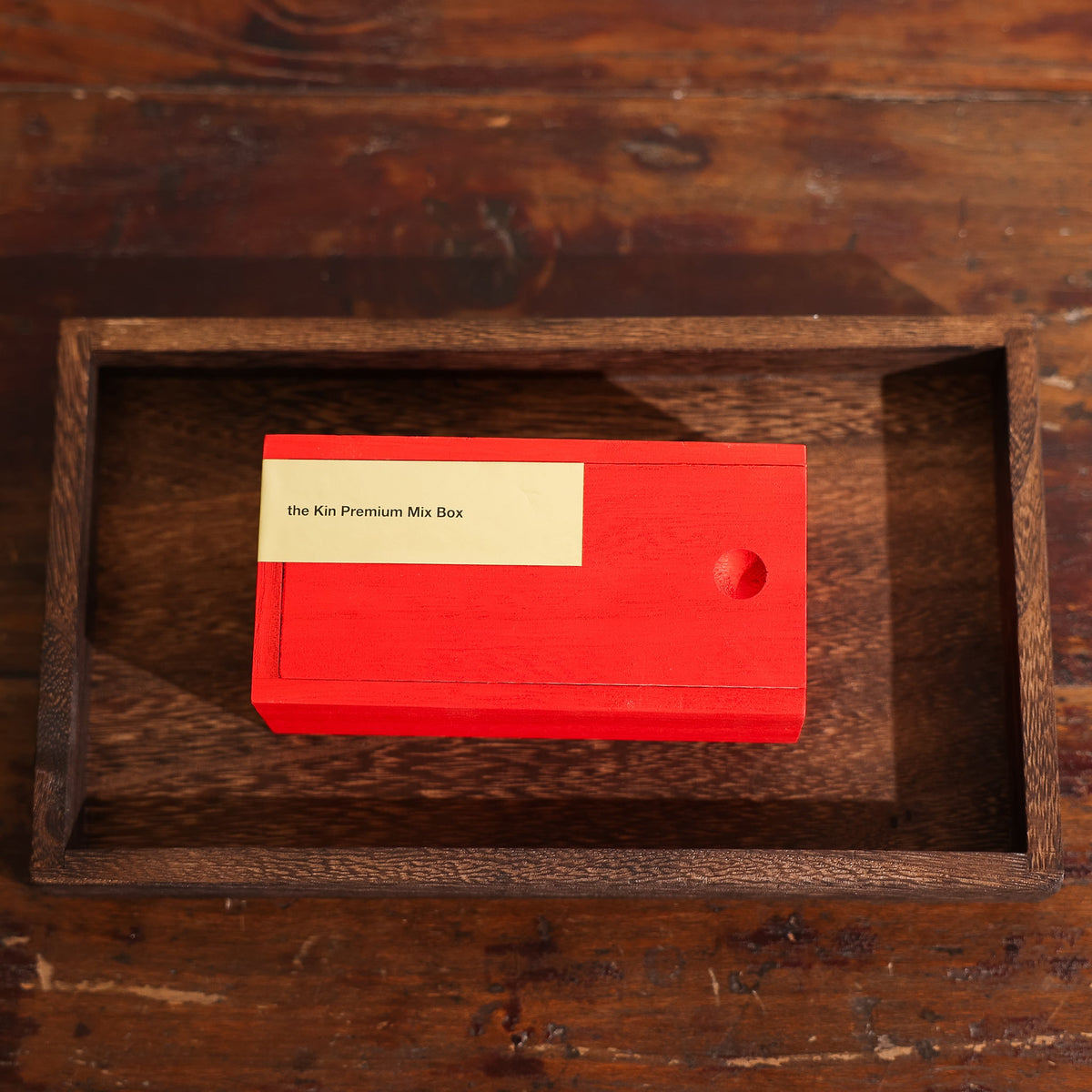 Kin Object&#39;s handmade incense gift set on a wooden tray