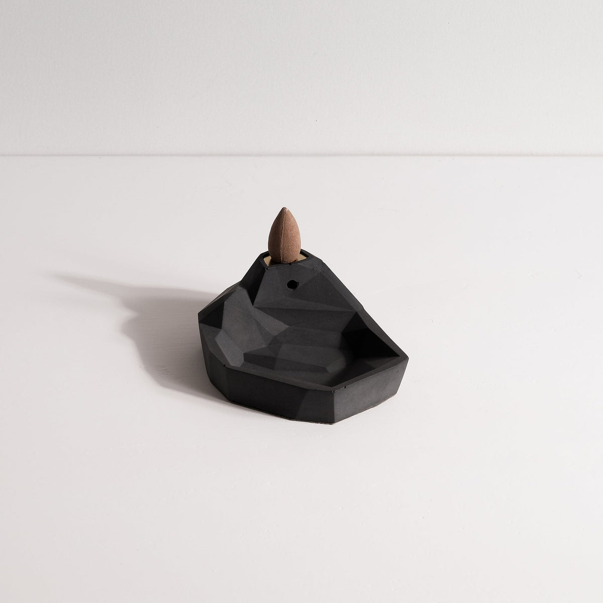 Front View of Mountain &amp; Lake Backflow incense burner with incense cone