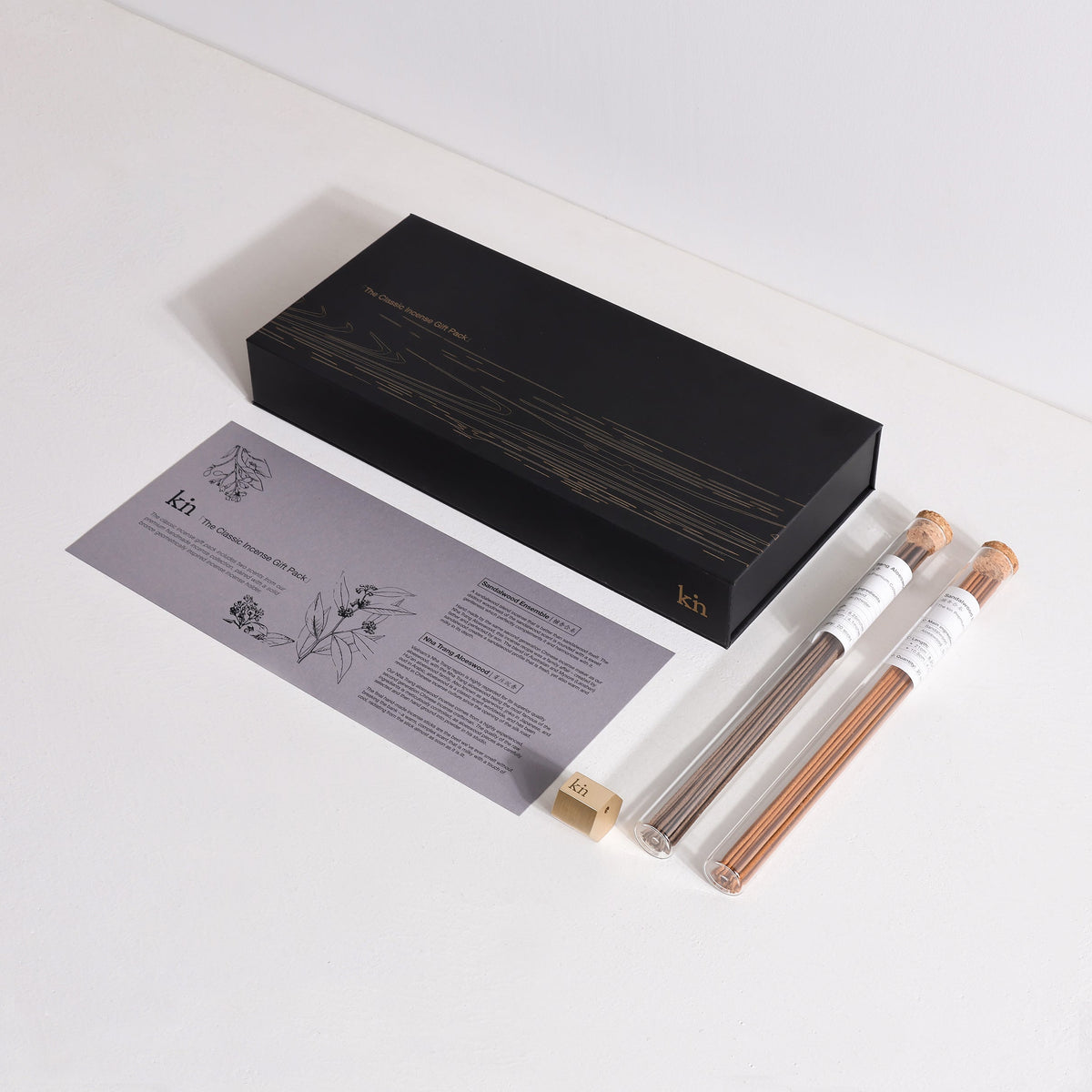Incense Gift Set with Handmade Sandalwood and Agarwood Incense Sticks on a Table