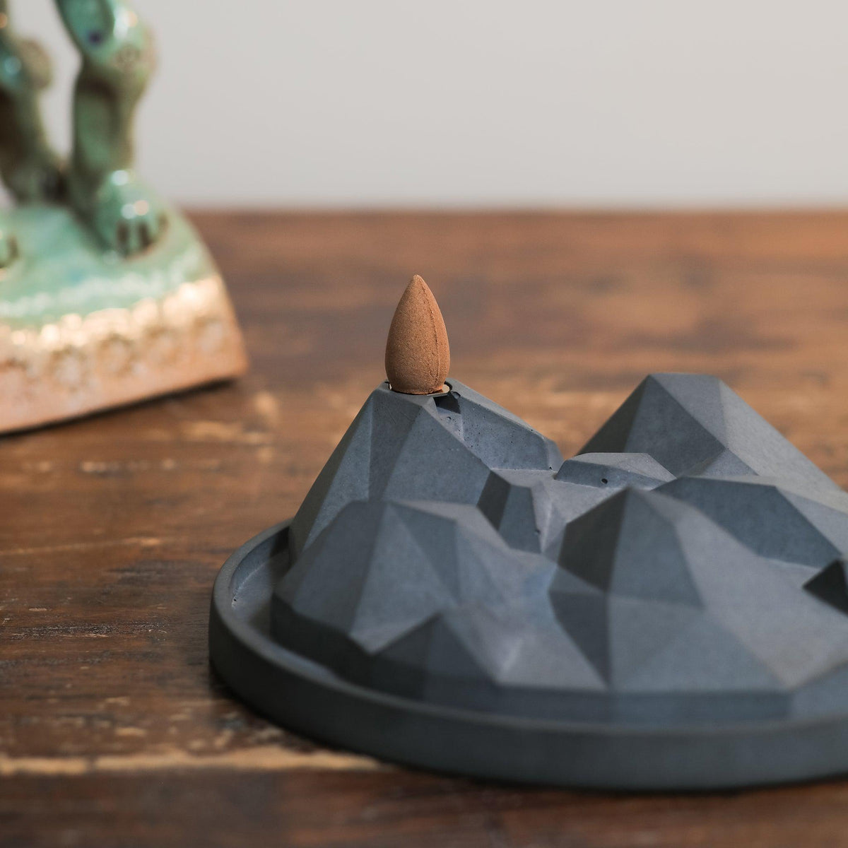Valley of Fog Backflow Incense Burner by Kin Objects close up on table